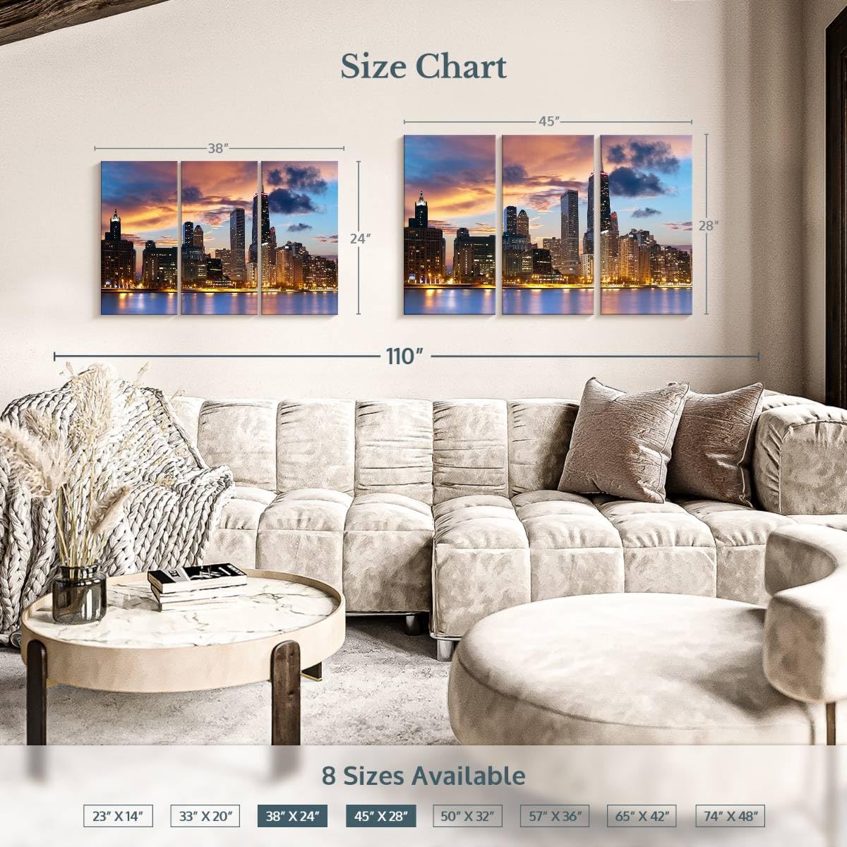 Amazon.com: ElephantStock - Urban Chicago Skyline Wall Art